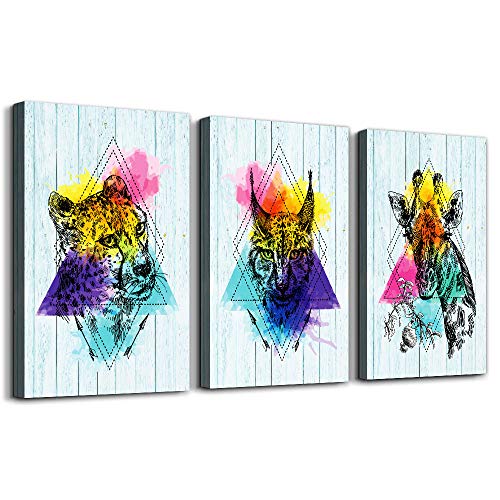3 piece Framed Canvas Wall Art for Living Room family bathroom Wall decor modern kitchen abstract Wall painting office Bedroom wall decoration animal deer blue Canvas pictures Artwork for home walls