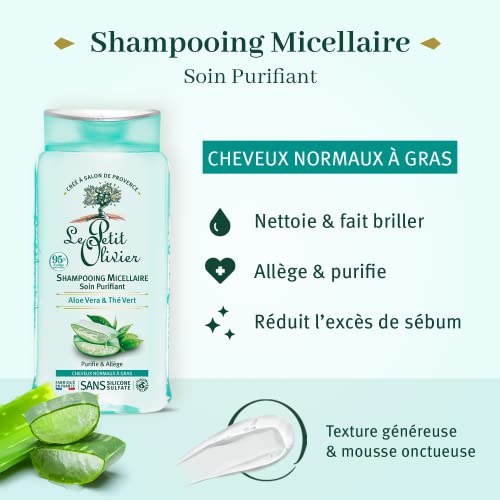 Le Petit Olivier Micellar Shampoo - Aloe Vera and Green Tea for Women 8.45 oz, White, 249.9 ml (Pack of 1) - Image 2