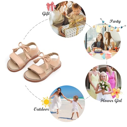 Image of Felix & Flora Toddler Girl Sandals - Little Girl Easter Dress Shoes Lightweight Open Toe Beach Holiday Flats