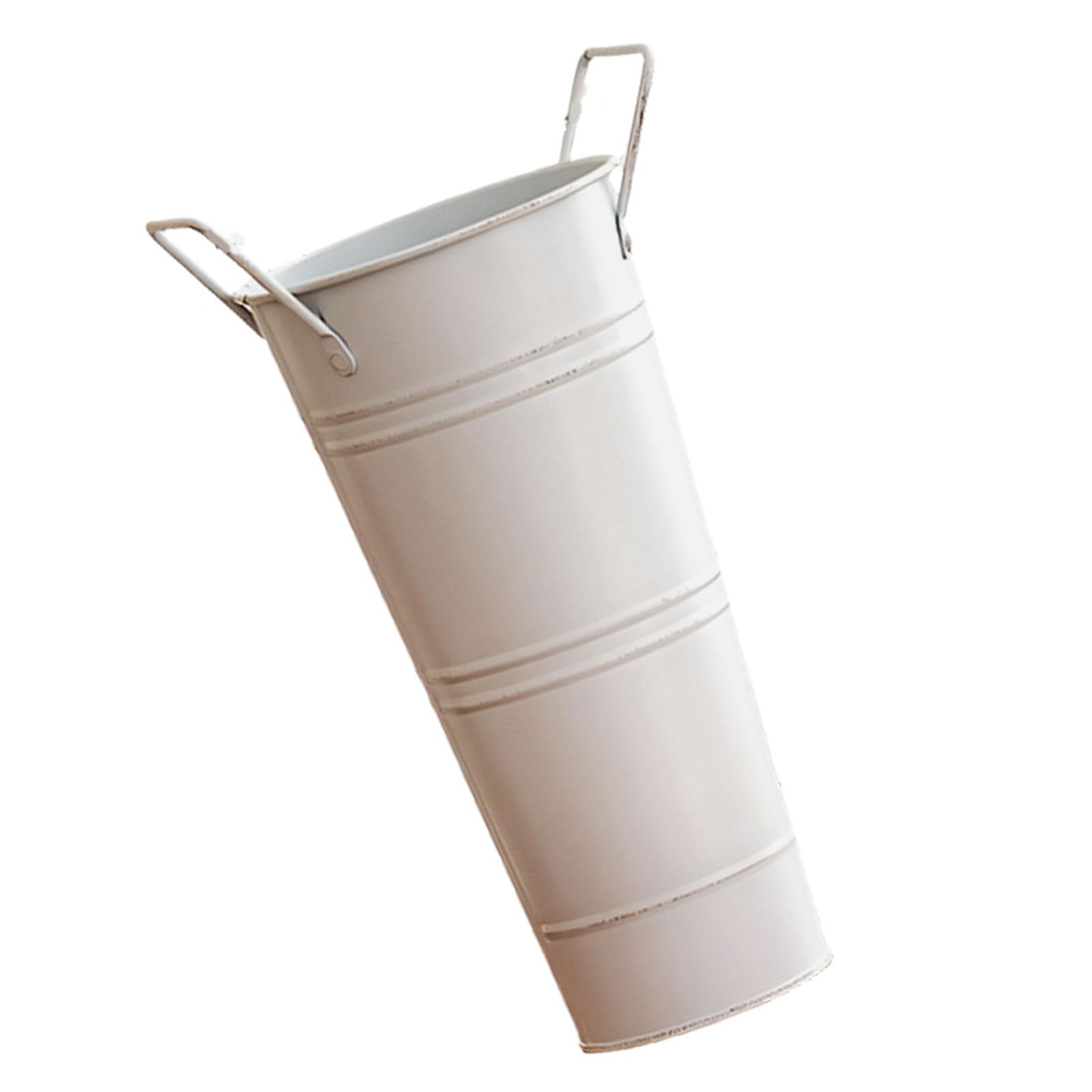 Veltros White Galvanized Metal Vases Farmhouse French Flower Bucket Vases For Cut Flower Home Decors Wedding Table Centerpieces Galvanized For