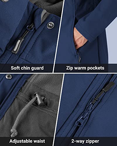 Outdoor Ventures Women's Lightweight Waterproof Fleece Lined Hooded Softshell Rain Jacket, Warm Windbreaker Long Coat #TOP2