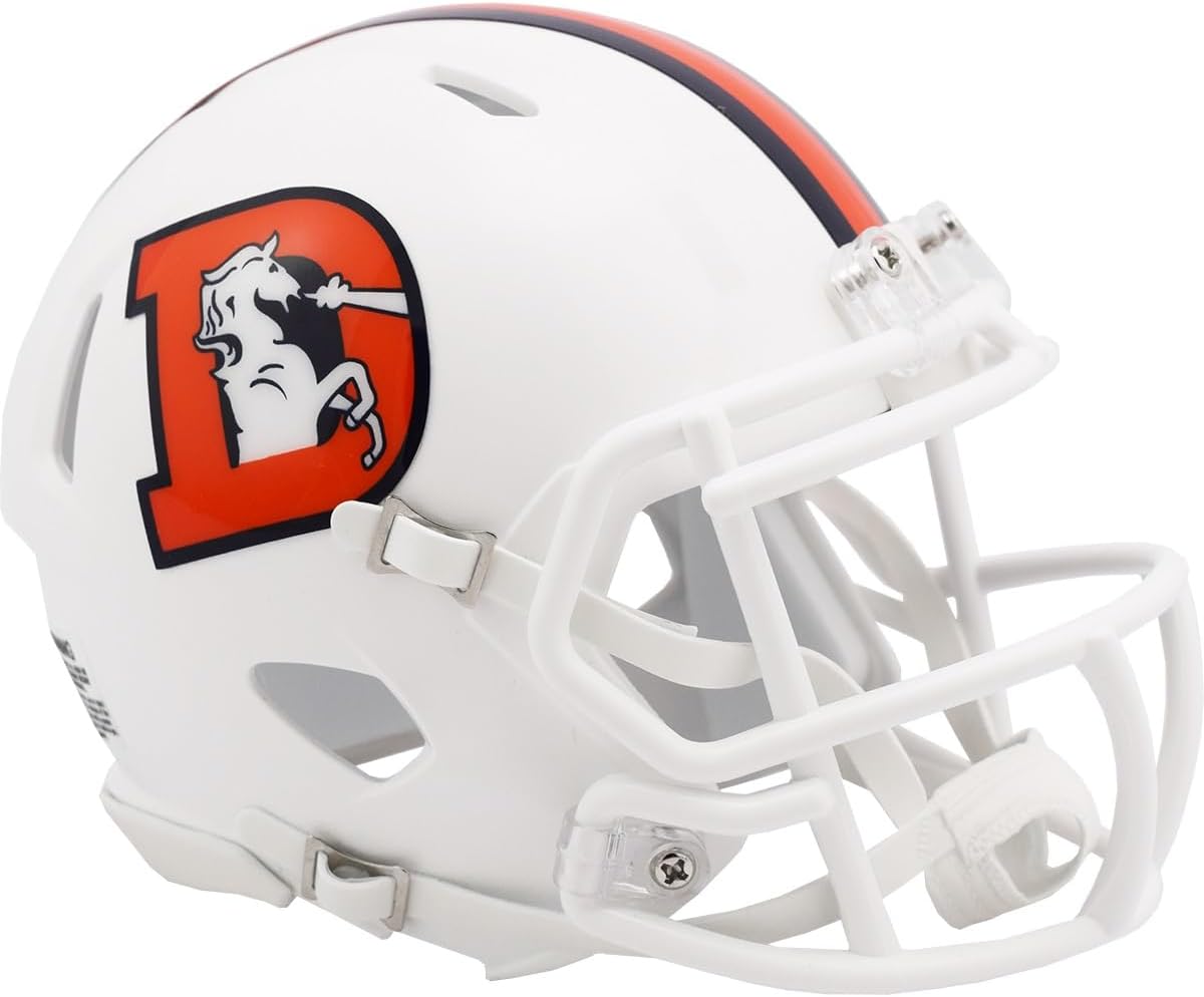 Denver Broncos Snowcapped Alternate On-Field White Revolution Speed Mini Football Helmet - New in Riddell Box