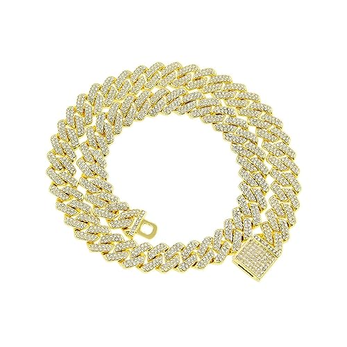 Colliers pendentif 14mm homme style hip hop aux finitions strass haut de gamme