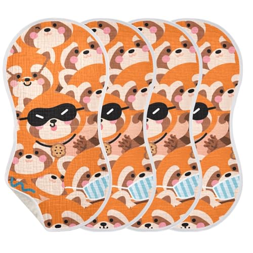 Cartoon Cute Fox Orange Cotton Burp Cloths Baby Soft Touch washcloth for Babies boy and Girl Set of 2, 22x11in3