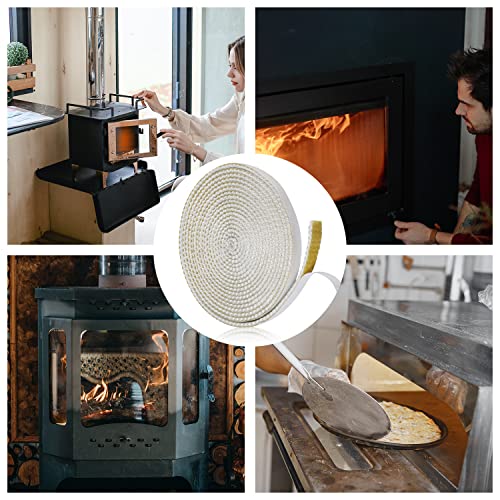 Fireplace Tape Seal 13Ft X 0.4Inch X 3Mm, Self-Adhesive Fiberglass Rope Seal Gasket Replacement Wood Stove Door Gasket For Fireplaces Wood Burning Stoves (White) #TOP5
