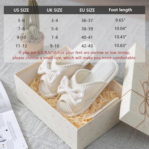 Image of GOEWY Cute Slippers for Women Indoor and Outdoor Cozy Soft Bow Open Toe Womens Slippers with Memory Foam Anti-Skid Sole Slides Spa Birthday Gifts for Women Mom Her Ladies Bridesmaid