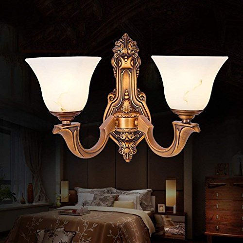 Lámpara de pared de cobre retro para pasillo y dormitorio estilo americano