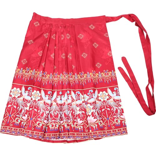 Vestido Hanfu de gasa roja y falda Ma Mian para niñas para Cosplay