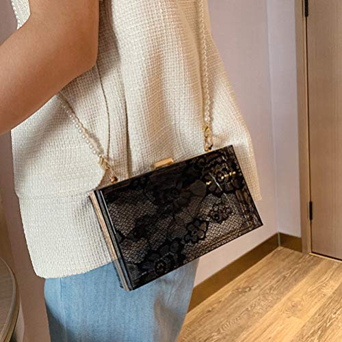 KESYOO Bolsa de Acrílico Bolsa de Renda Elegante Bolsa de Noite Com Alça de Corrente de Pérola Bolsa