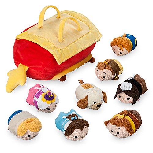 Disney Beauty and The Beast ''Tsum Tsum'' Plush Set - Small Tote - 10 Inch - Plus 8 Minis - 3 1/2 Inch