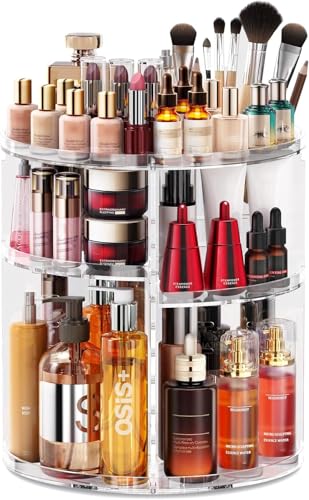 Auxmir Organisateur Maquillage Rotatif 360°, Rangement Maquillage 6 Niveaux Réglables, Organisateur Coiffeuse Grande Capacité Multifonctionnel pour Produit...