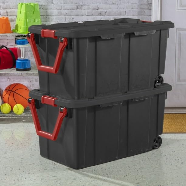 Amazon.com: LeNvod 40 Gallon Wheeled Industrial Tote Plastic Black