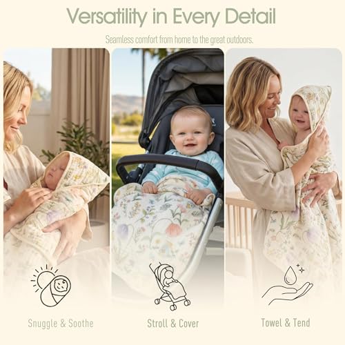 Image of Ultra-Soft Muslin Baby Towel - 32 x 32 Inches, Ideal for Bath & Beach, Suitable for Both Boys & Girls from Newborns to Toddlers
