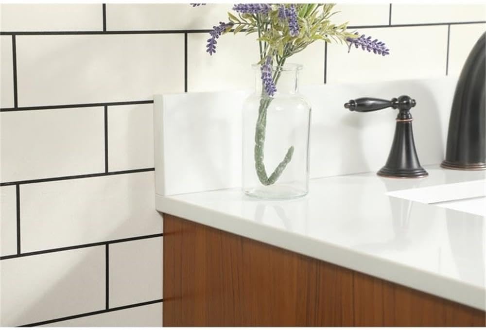 Elegant Decor Eugene 30" MDF Single Bathroom Vanity with Backsplash in Teak