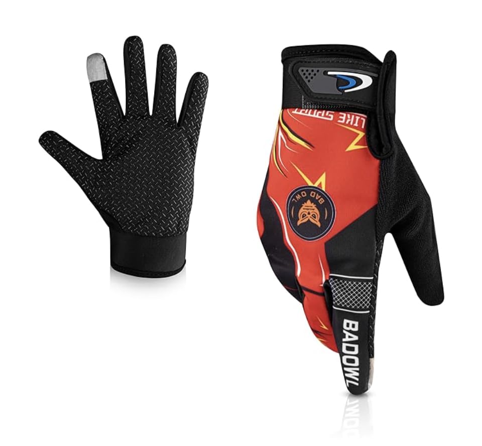 BADOWL Motoflex Bike Riding Gloves for Men and Women – Full Finger Hand Protection, Non-Slip Grip, Breathable Fabric, Suitable for Cycling, Motorbike and Outdoor Sports (Red, One Size)-picture-30
