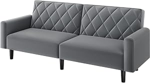 Yaheetech Sofá Cama de 2 Plazas Moderno 159x75,5x73 cm Sofá Plegable Tapizado con 2 Respaldos Separados Ajustables en 3 Niveles Sofá Convertible de Tela para Salón y Sala de Estar Gris Oscuro
