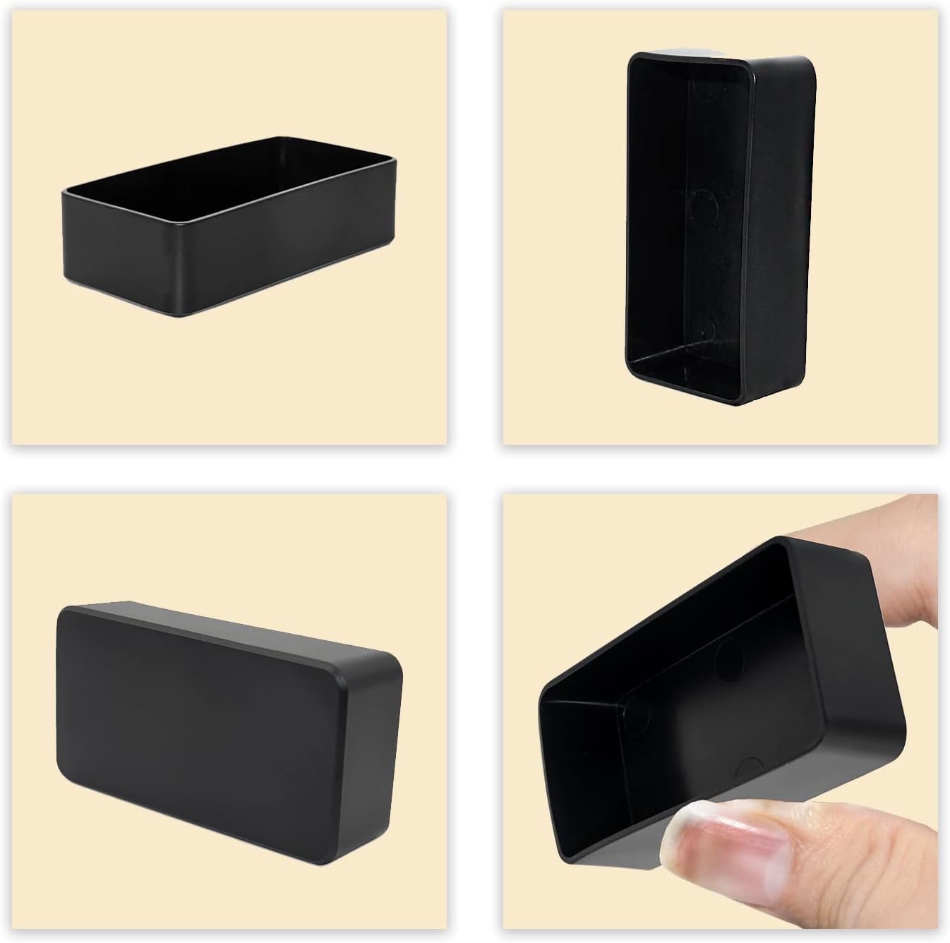 Flyshop 8Pcs Non-Marking PVC Chair Leg Floor Protectors Furniture Table Cover Chair Leg Caps, Rectangle, Black, 2" x 4", 50 x 100 mm