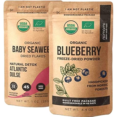 Atlantic Dulse and Wild Blueberry Powder for Your Perfect Detox Smoothie, Premium Quality and Organic Certified Cover