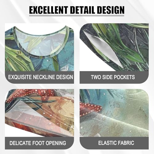 ALAZA Starfish Tropical Leaves on The Beach Pajama Set Short Sleeve Sleepwear Soft Lounge Nightwear4