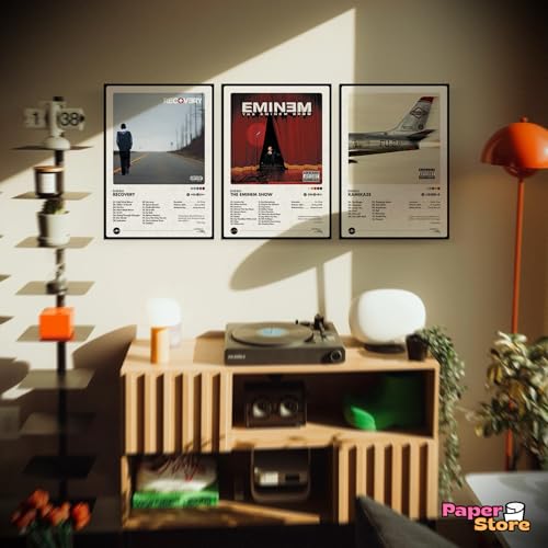 Image of Thepaper9store Pack of 8 - Eminem Music Album Art Wall Posters (8.4 x 12 Inch) Adhesive Tape Included | Aesthetic Wall Decor for Bedroom, Living Room, Office