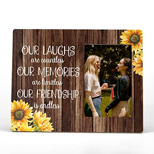 Fondcanyon Our Friendship Is Endless Sunflower Picture Photo Frame,Bestie Bff Friend Picture Frames,Best Friend Friendship Gifts For Men Women Friends Birthday Christmas Girls (4X6 Inch Photo) #TOP6