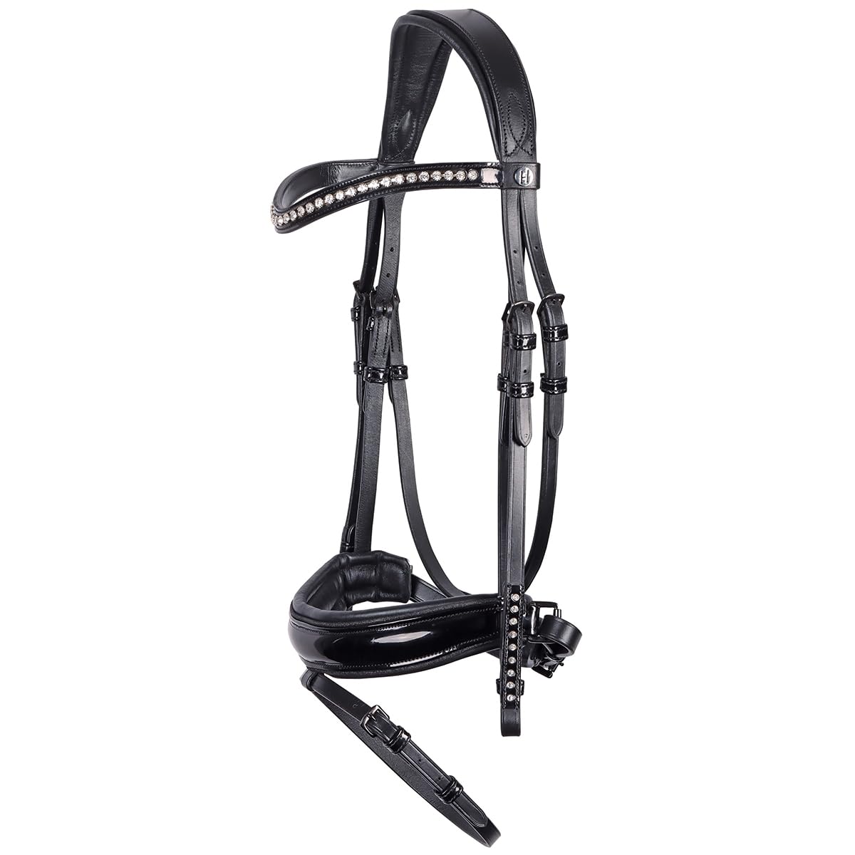 Harrys Horse Trense Zaum Diamond Laque schwarz mit silbernen Steinchen