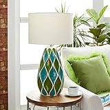 Deco 79 60788 Table Lamp, 15' L, 27' H, Green/Blue/White