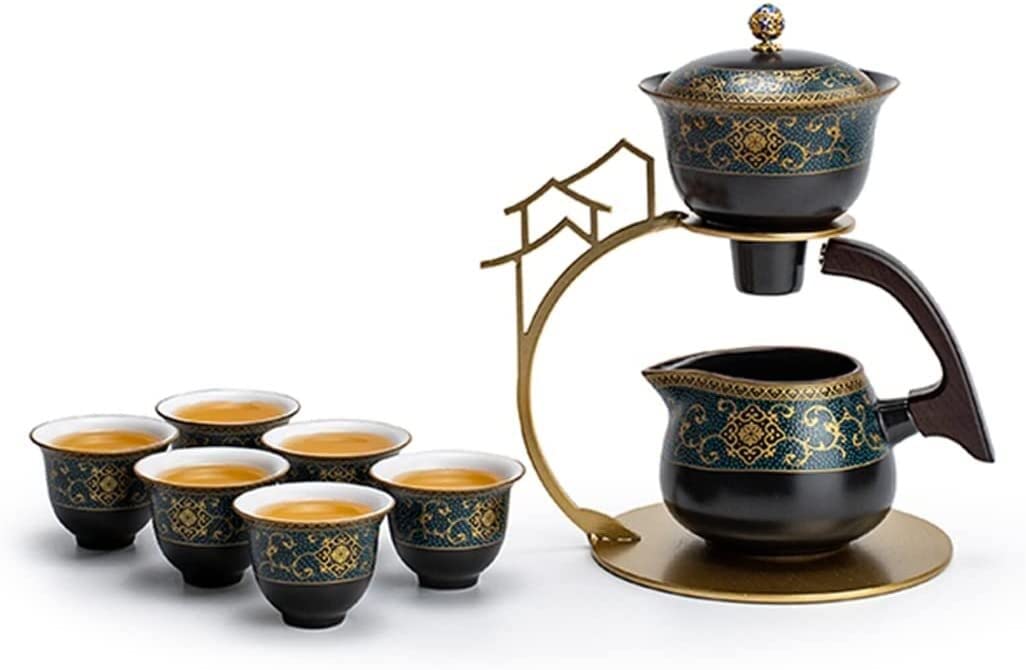 Zestaw do Herbaty Urodziny Porcelanowy zestaw do chińskiej herbaty z 1 zestawem imbryków 6 filiżanek zaparzaczem Półautomatyczny Ukończenie