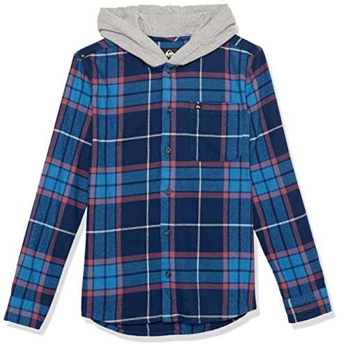 Quiksilver Boys Halidon Hood Ls Youth Flannel Woven Shirt, Insignia Blue Linden Stretch, X-Large #TOP22