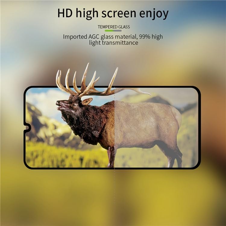Image of Casodon Designed for Redmi 13C 5G Tempered Glass Screen Protector Guard (Black) Full Screen Coverage with Easy Installation Kit