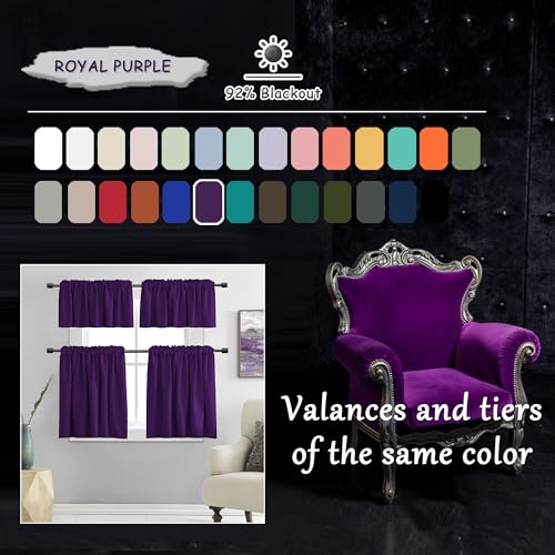 Image of DONREN Royal Purple Blackout Curtains for Bedroom - Thermal Insulated Rod Pocket Curtains for Living Room (52 x 90 Inch Length,1 Pair)
