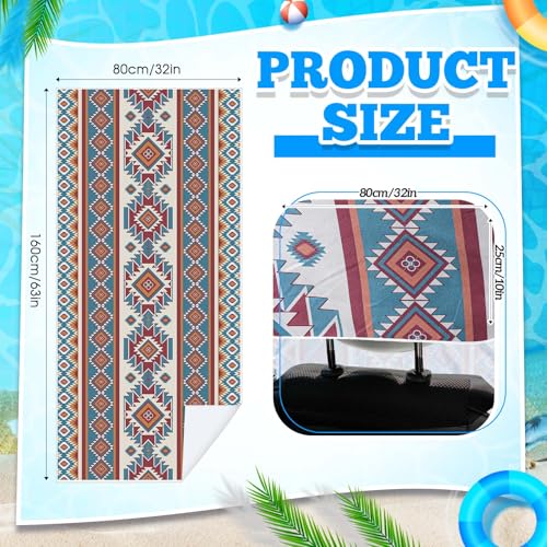 Image of Hahafelt 2 Pack Car Seat Towel Cover with Storage Bag, Tuscon Aztec | 63 x 32 in Car Towel Seat Cover Non Slip Waterproof, Gym Workout Swimming Running, Machine Washable Sweat Absorbent Protector