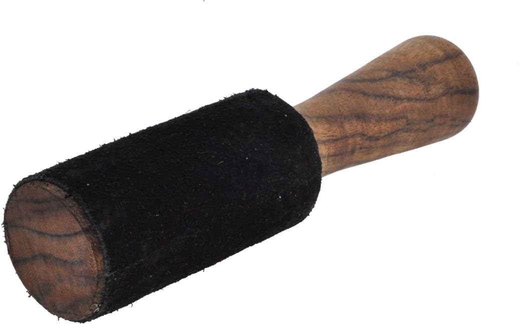 Black Leather-Wrapped Singing Bowl Striker, 7 x 1.5 Inches, Singing Bowl Mallet, Gong Mallet, Puja