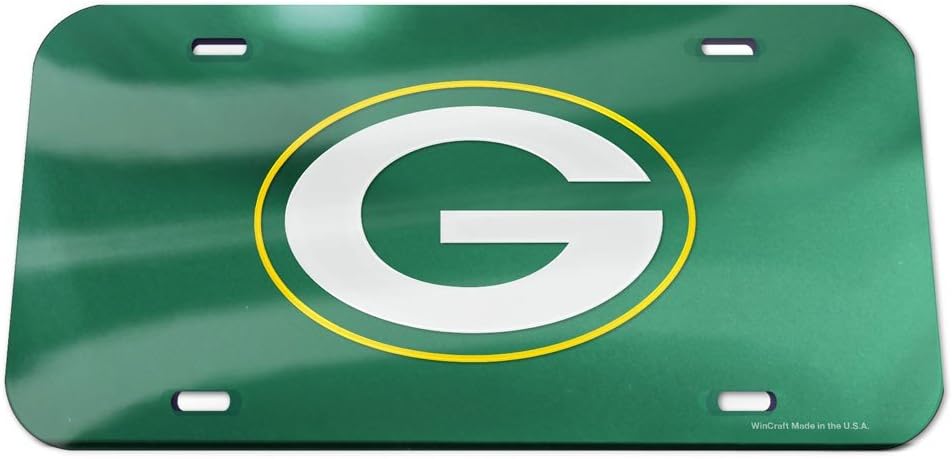 WinCraft NFL WCR04181115 Green Bay Packers Crystal Mirror License Plate, Black