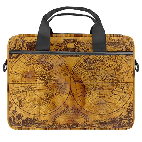 Sac ordinateur portable 14.5 pouces fin à motif carte nautique marron rétro