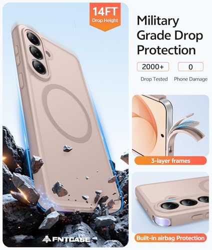 Image of FNTCASE for Samsung Galaxy S26+ Plus Case: [Fit for Magsafe] [Full Camera Protection + Screen Protector] Translucent Matte Military Grade - Shockproof Protective Phone Cover for S26 Plus - Desert Gold
