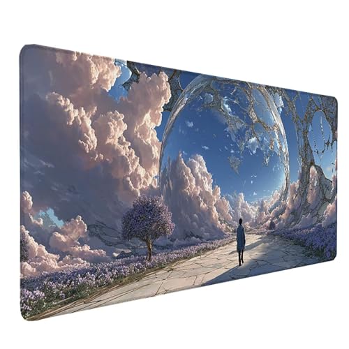 Tapis de souris XXL blanc 80x30 cm pour bureau gaming et espace de travail au quotidien