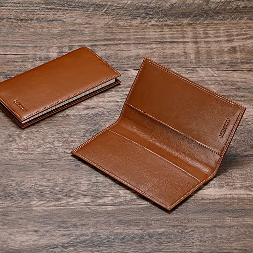 Image of HISCOW Minimalist Checkbook Cover - Full Grain Leather, Antiqued Brown, One Size, Minimalist