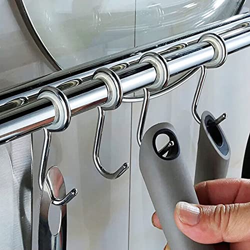 Estante para utensilios montado en la pared Riel de cocina colgante de acero inoxidable con ganchos extraíbles 6/8/10 Organizador de suspensión-1