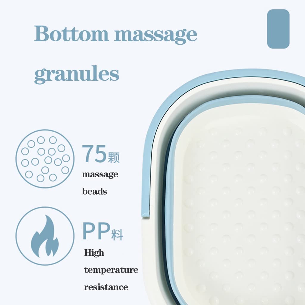 LEIYAN Cuenca plegable de baño con masajeadores de pies, bañera plegable para pies y balneario, balde de masaje con asa, pedicura para adultos para la familia (color azul)