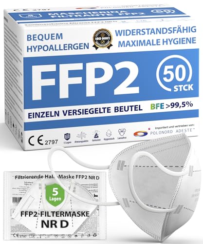 ADESTE – 50x FFP2 NR D Maske, Hygienische 5-lagige...