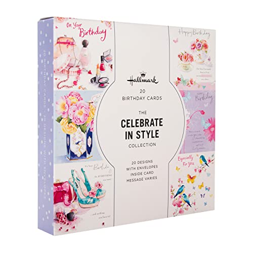 Hallmark Lot de 20 cartes d'anniversaire en 20 motifs floraux