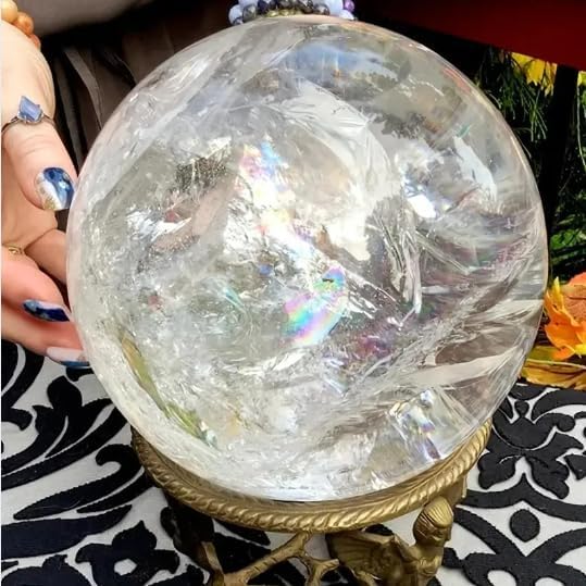 Large White Quartz Crystal Ball, Clear Sphere with Natural Inclusions, for Home Decor, Spiritual Meditation, Feng Shui, Photography, Witchcraft