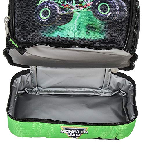 Image of INTIMO Monster Jam Grave Digger Monster Truck Lunch Bag Dual-Compartment Cooler Bag Insulated Lunch Box for School, Work and Travel 10 inch