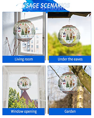 Christmas Snowman Wind Spinners For Yard And Garden, 3D Stainless Steel Wind Spinner, Red Green Plaid Xmas Tree Snwoflake Elk Wood Wind Sculptures Spinners Indoor Outdoor Crafts Ornaments 7.8 Inch #TOP4