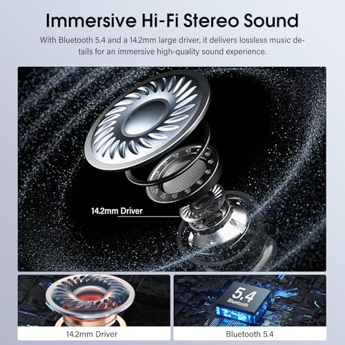 Image of Wireless Earbuds, Bluetooth 5.4 Headphones with Multifunctional Touch Screen, 48H Bass Stereo Ear Buds with ANC /ENC Noise Cancelling /Transparency Mode, IPX7 Earphones with 5 EQ Modes, Sky Blue