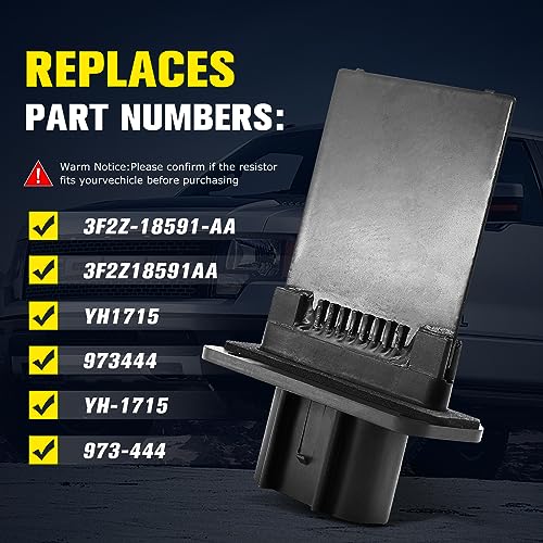 Image of KVR HVAC Blower Motor Resistor - Compatible with Ford F150 F250 F350 Super Duty, Replaces 3F2Z-18591-AA, YH-1715