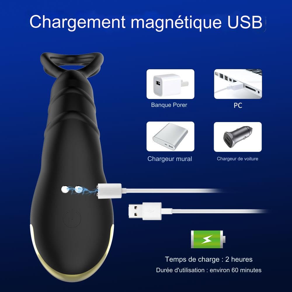 Plug anal |Vibromasseur de prostate | Application Masseur de Prostate Vibrant avec Anneaux de Pénis |9 Modes de Vibration | Plug anal Télécommandé | Sextoys pour la Stimulation Anale Couple