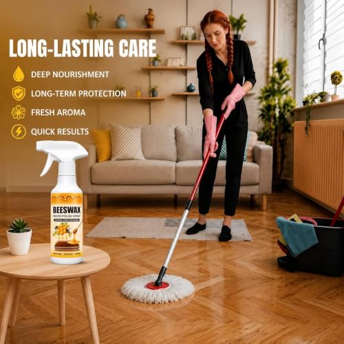 Image of Beeswax Furniture Polish Spray | Natural Wood Polish & Cleaner | Restores Shine & Protects Wooden Furniture, Tables, Chairs, Doors, Cabinets & Wood Surfaces (PACK OF 1)