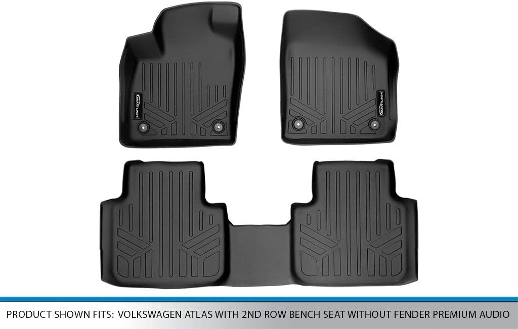 SMARTLINER All Weather Floor Mats 2 Row Liner Set Compatible with 2018-2025 Volkswagen Atlas